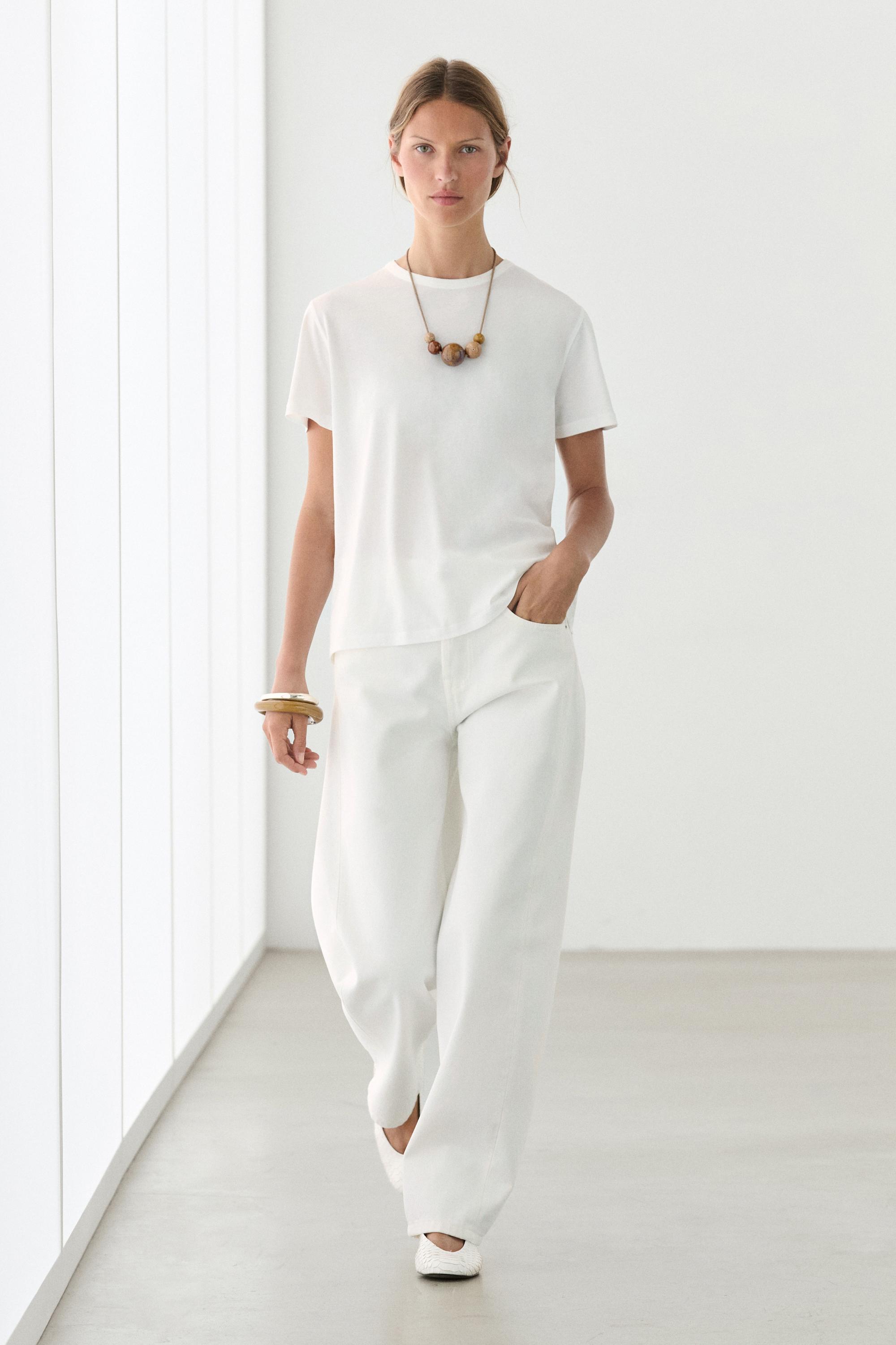 100% cotton short-sleeve T-shirt — Oyster-white