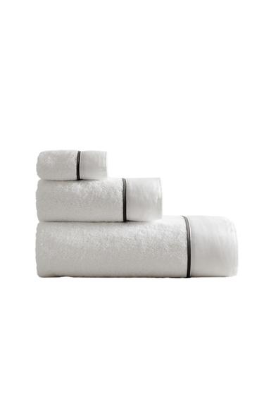 PIQUÉ BAND BATH TOWEL - Dark grey by Zara