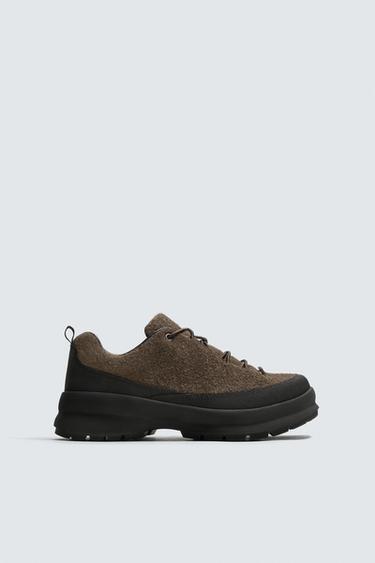 LEATHER TREK TRAINERS - Brown by Zara