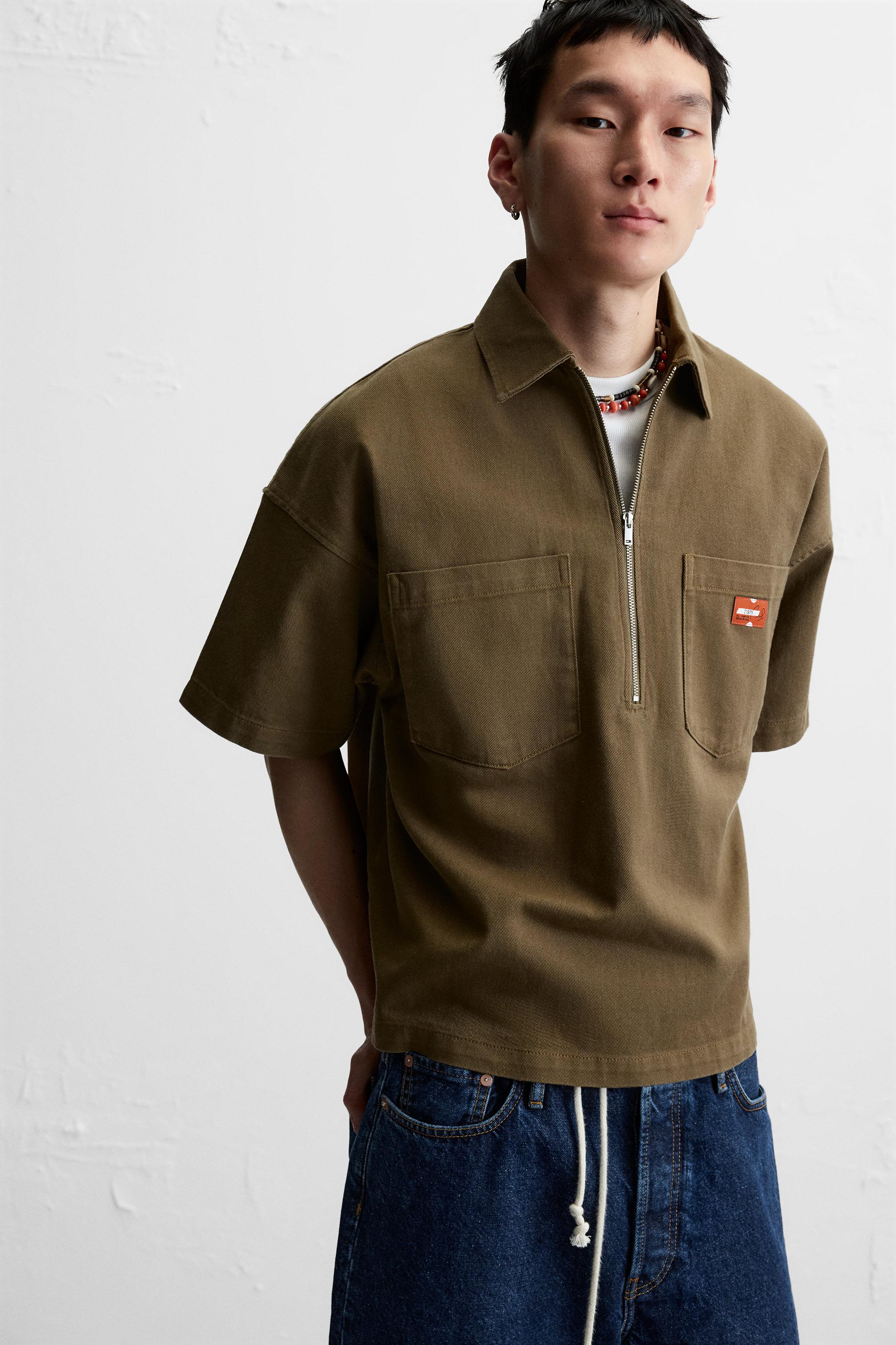 ZIPPER POLO SHIRT - Brown | ZARA United States