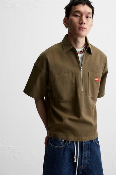 Zara ZIPPER POLO SHIRT - Brown