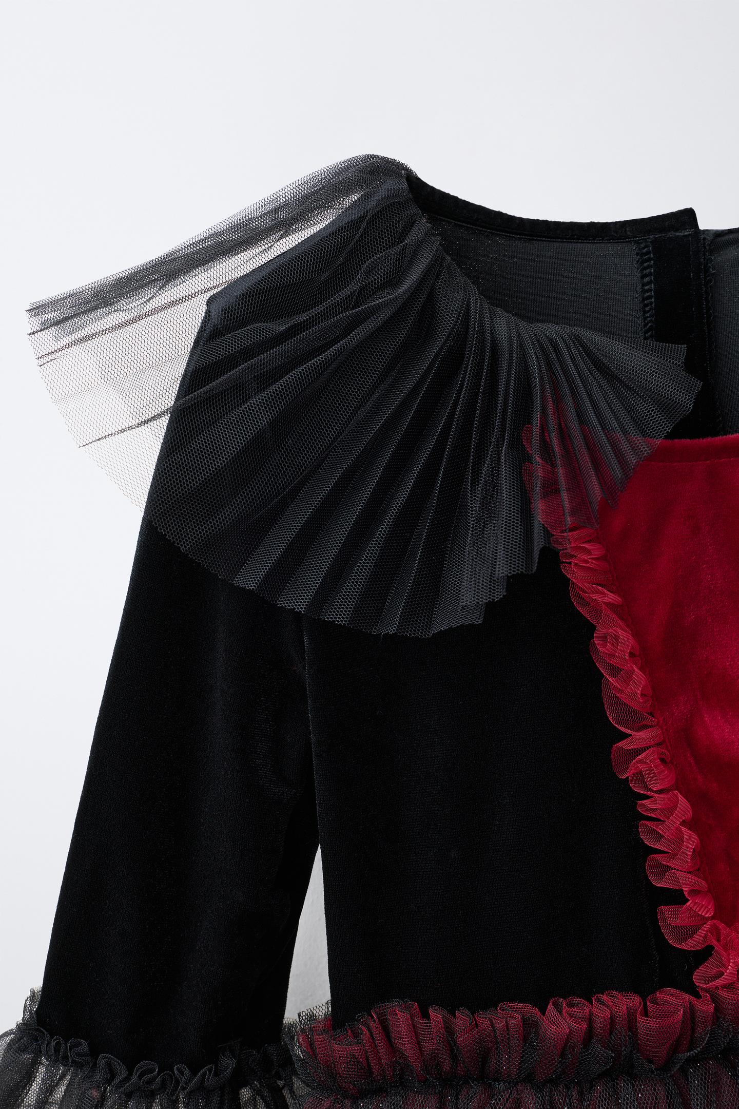 Детское платье Zara Tulle Vampire Dress Costume, цвет: Красный / Чёрный — фото 3