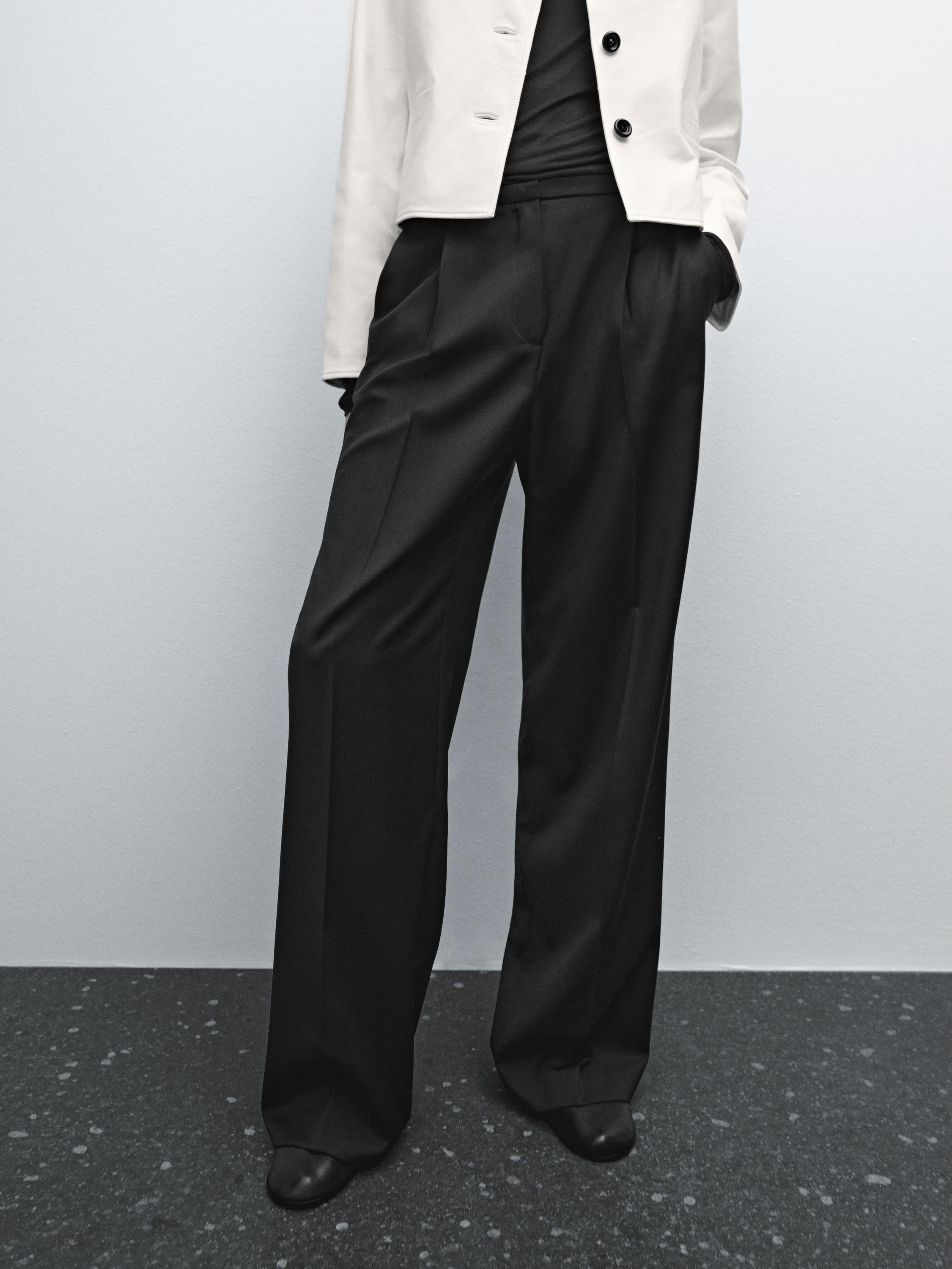 100% wool trousers with thin waistband - Black | ZARA United