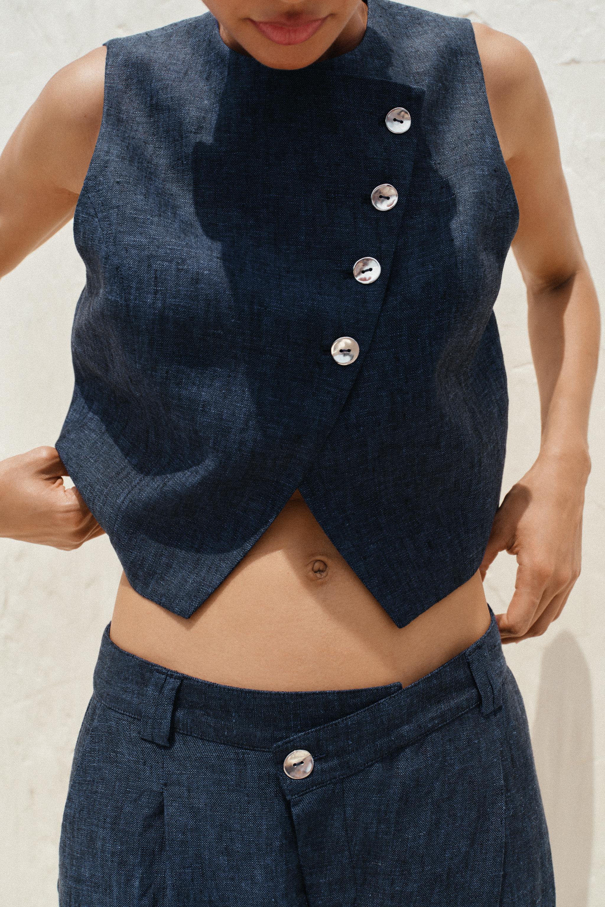 100% LINEN DOUBLE-BREASTED VEST