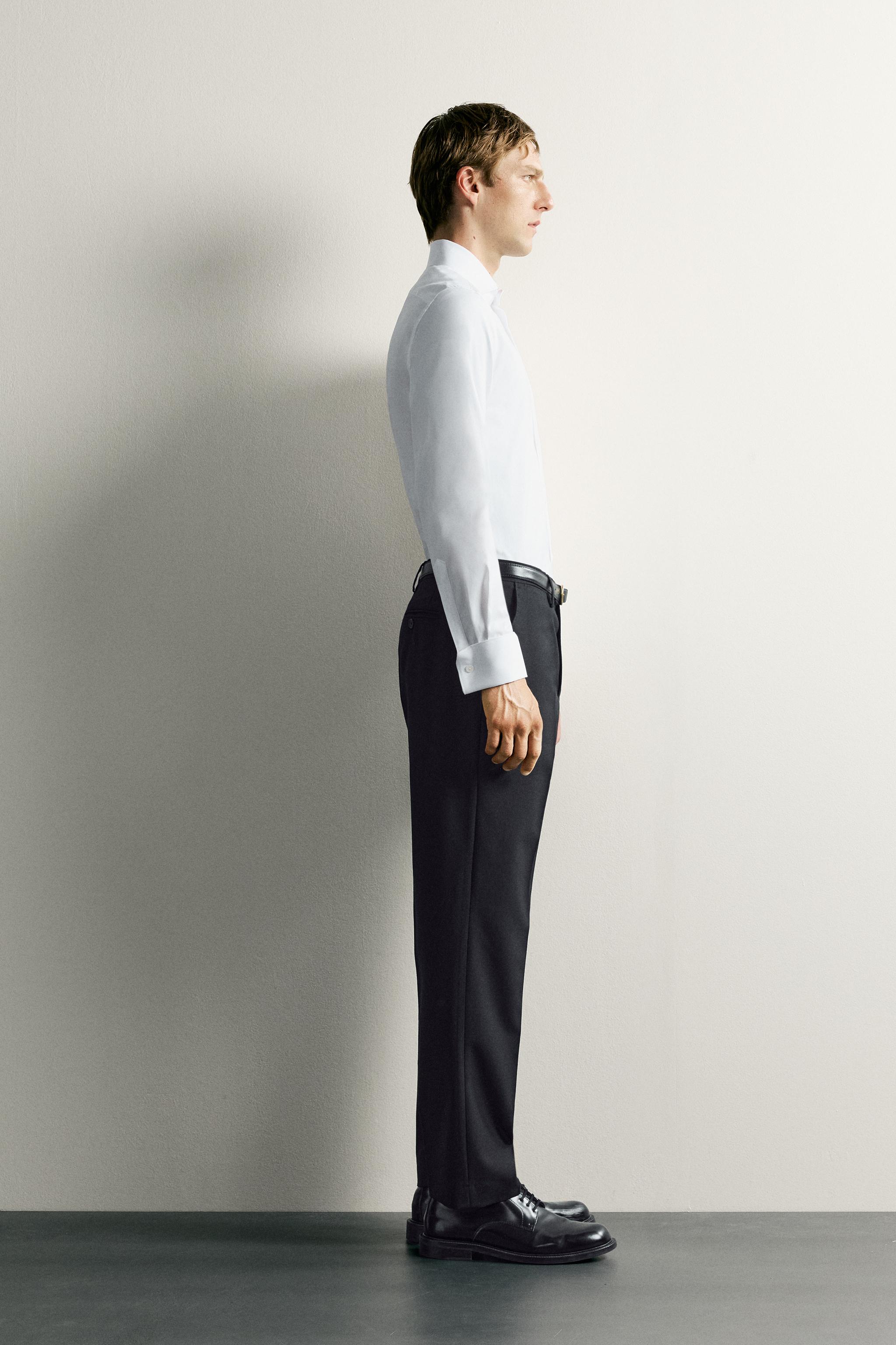 Мужские рубашки Zara SLIM FIT DOUBLE CUFF SHIRT — фото 4