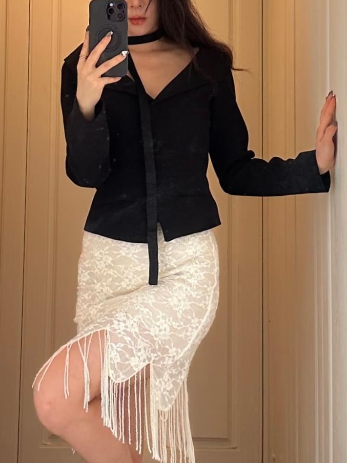 BEADED FRINGE LACE SKIRT 4344302 - Image 6