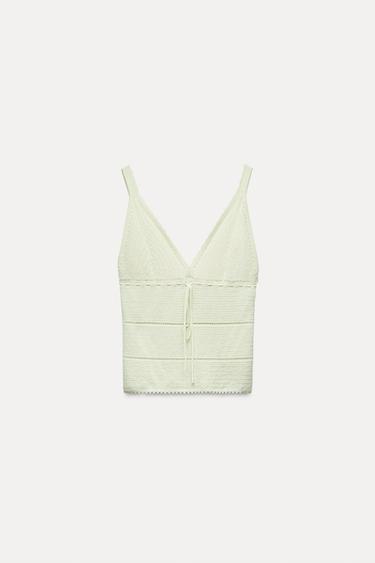 TOP PUNTO POINTELLE - Verde claro de Zara