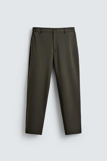 COMFORT TEXTURED TROUSERS - Khaki by Zara