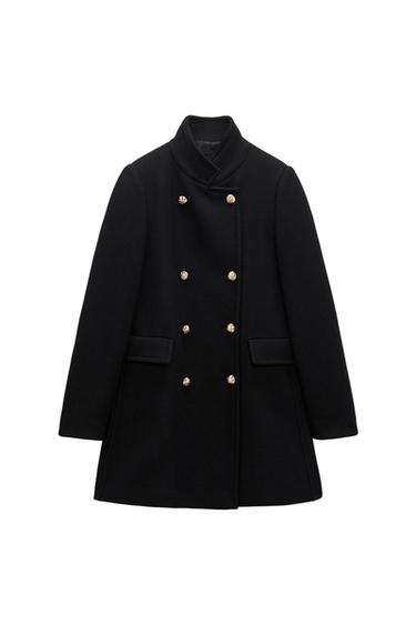 DOUBLE BREASTED WOOL BLEND COAT