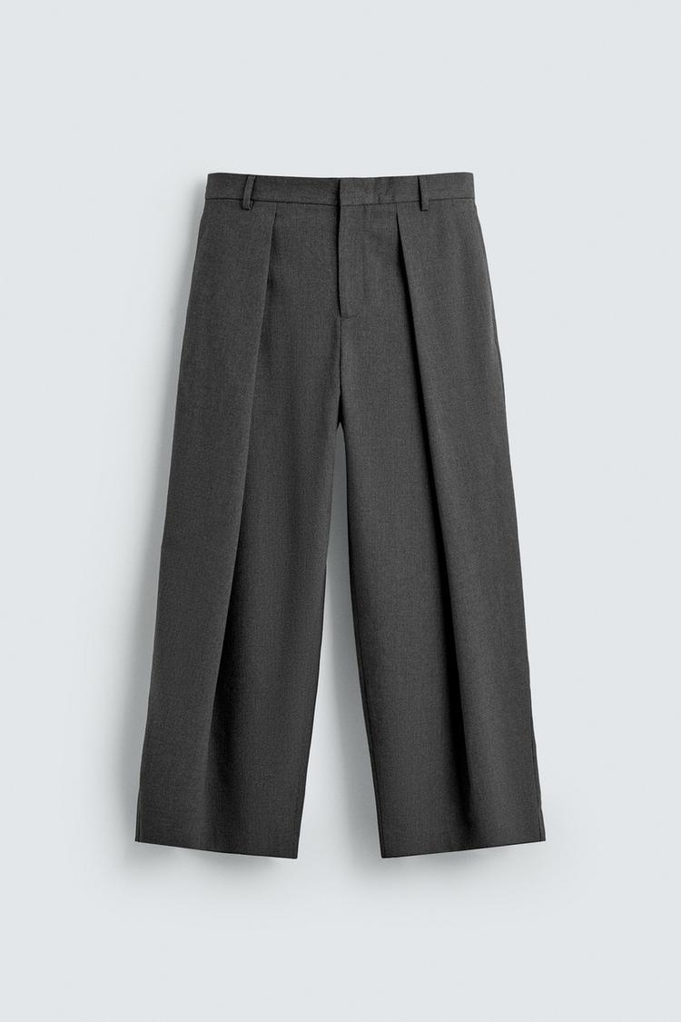 ZARA RELAXED FIT PLEATED TROUSERS