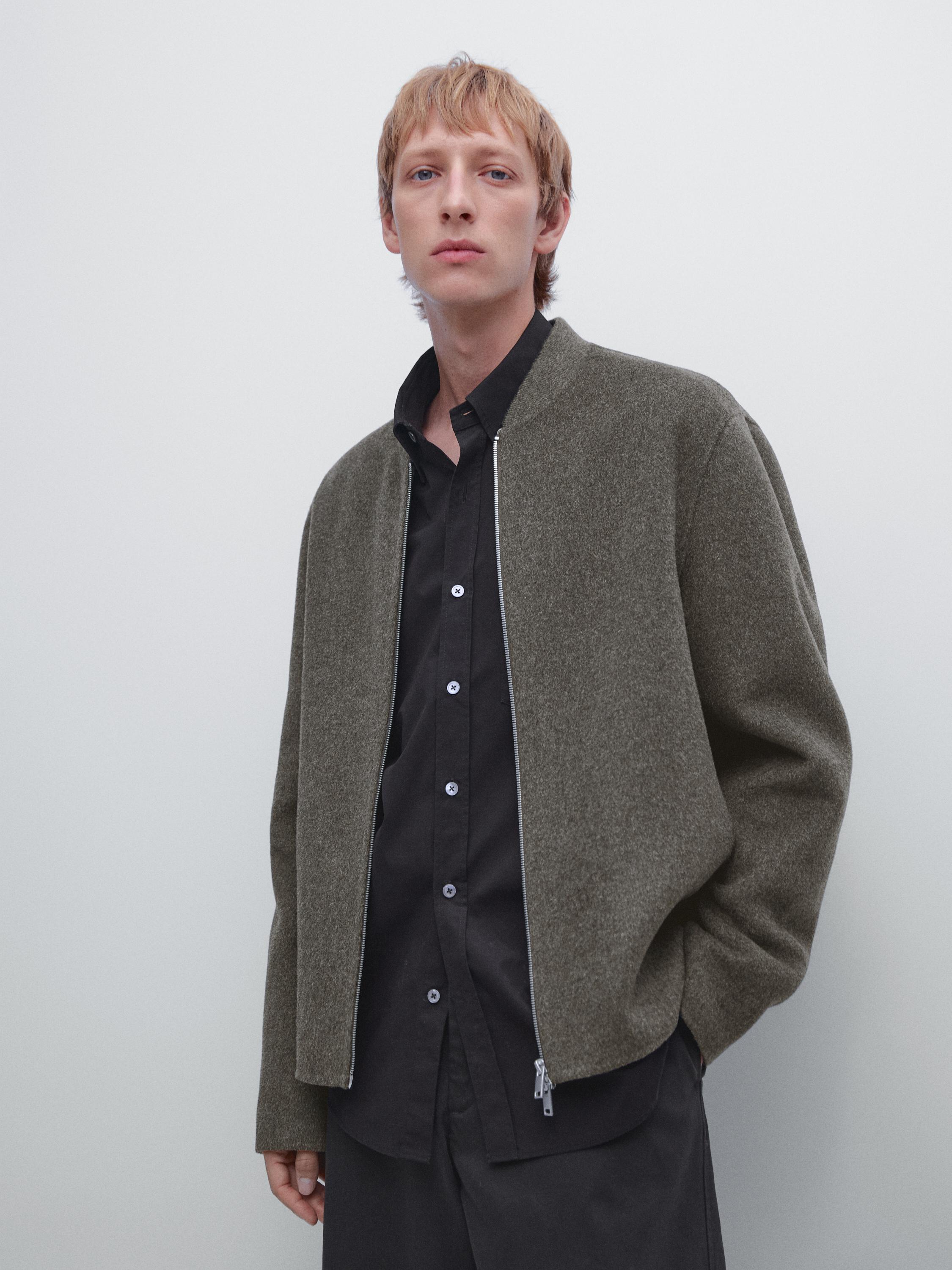 Wool blend bomber jacket