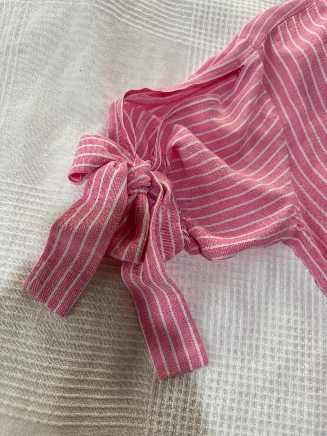 STRIPED LINEN-BLEND SHIRT WITH TIES - Image 3