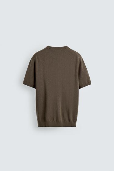 REGULAR FIT KNIT T-SHIRT - Mid-green by Zara - Image 7