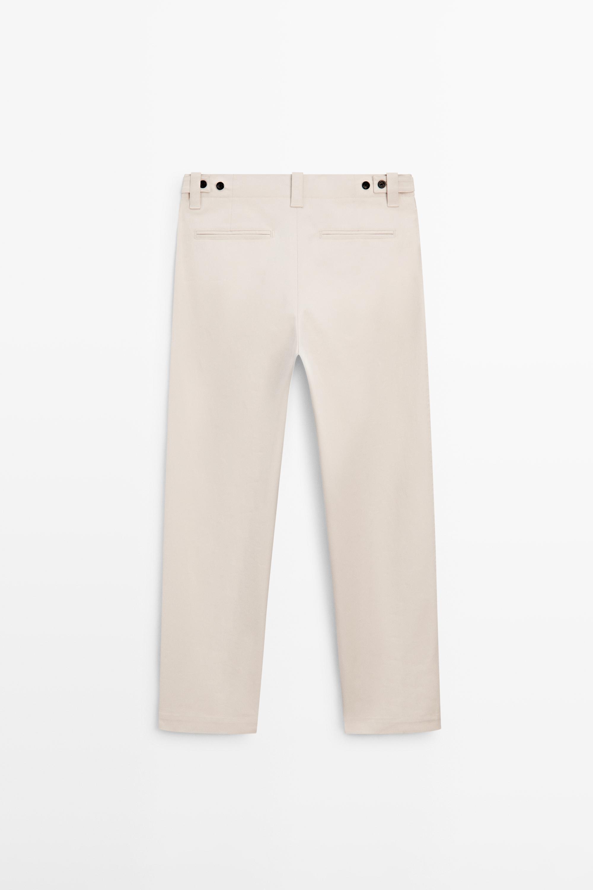 Cotton blend pants with waist detail
