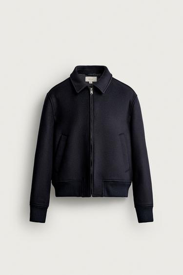 WOOL BLEND REGULAR FIT JACKET MANTECO® - Dark navy by Zara