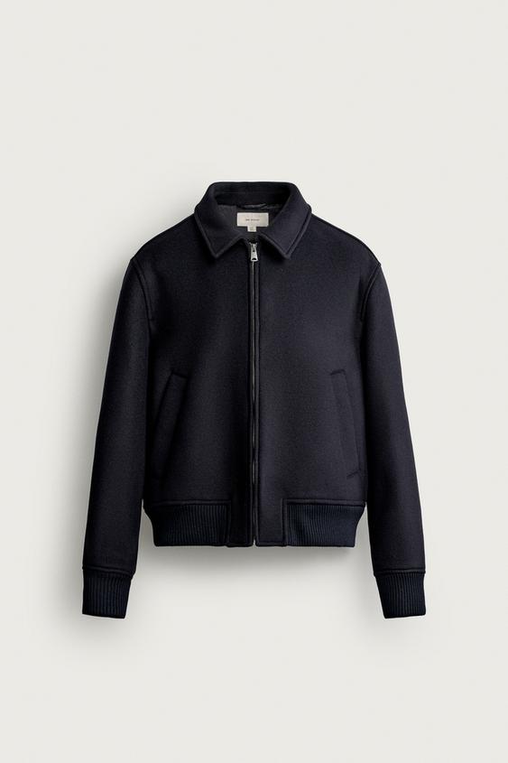 REGULAR FIT WOOL BLEND JACKET - Dark navy by Zara - Image 0