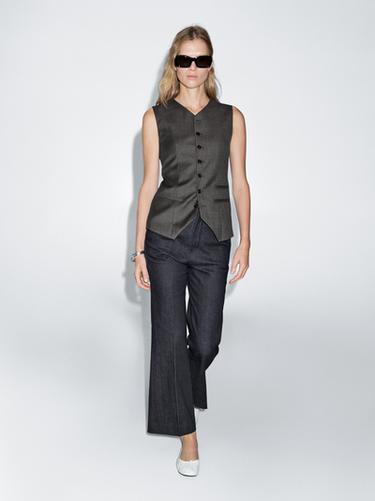 Zara 100% wool suit waistcoat - Black gold - Image 0