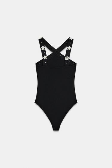 BODY HALTER STRETCH FLEURS - Noir de Zara - Image 5