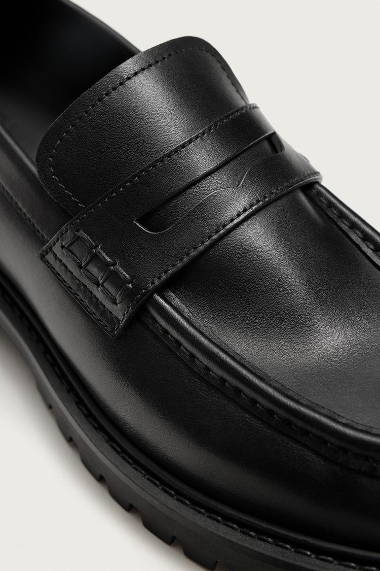 Mocasines de suela track de cuero 4