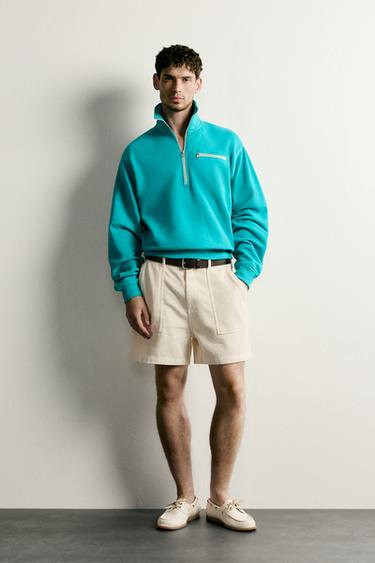CONTRAST QUARTER-ZIP SWEATSHIRT - Light green by Zara - Image 0