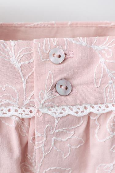 ENSEMBLE CHEMISE ET CULOTTE BRODÉE DENTELLE - Rose pastel de Zara - Image 2