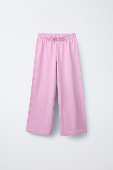 PLAIN HEAVY WEIGHT WIDE-LEG TROUSERS - Mauve by Zara