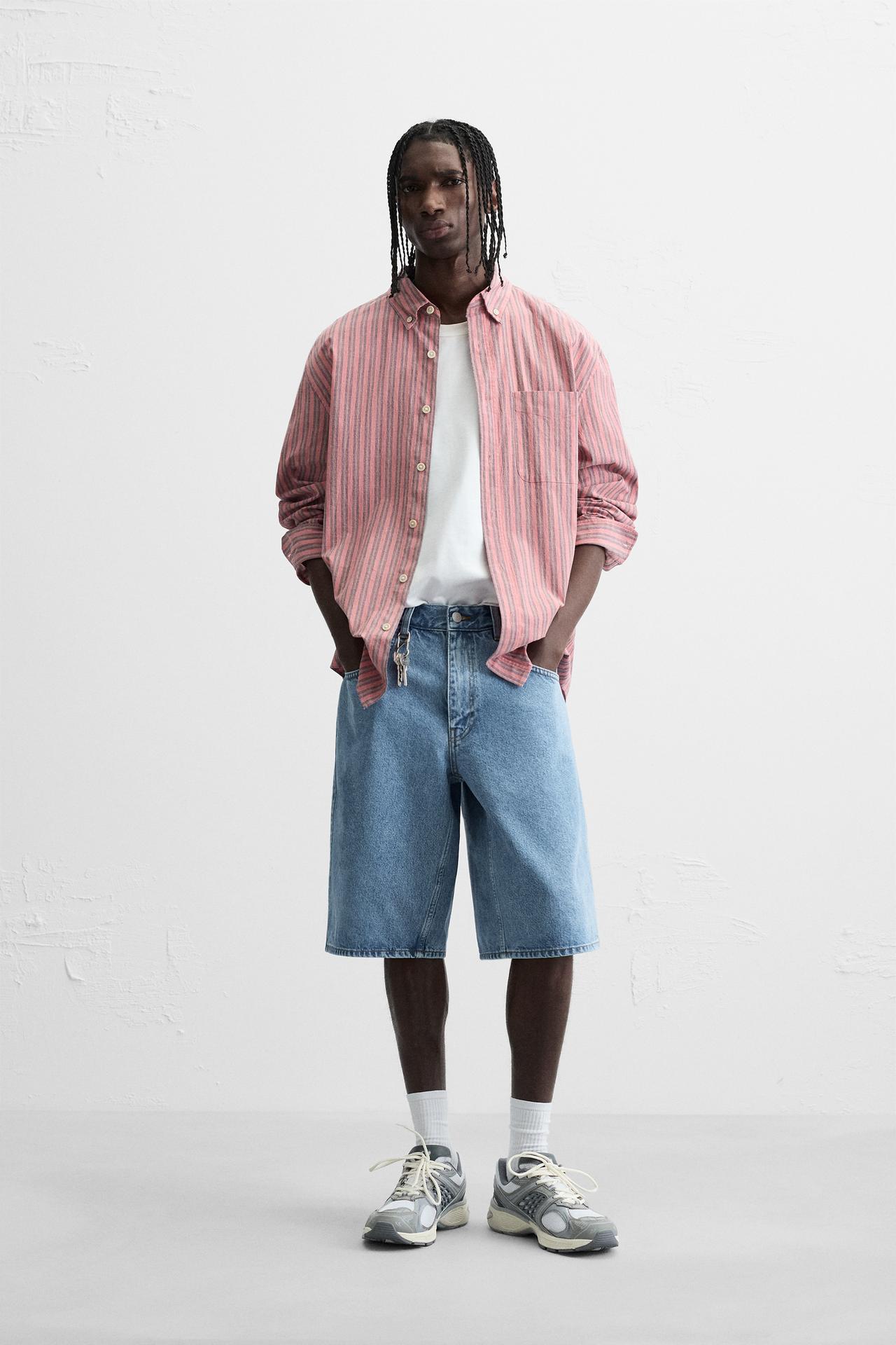 PANTALLONA TË SHKURTRA DENIM BAGGY FIT - E kaltër nga Zara