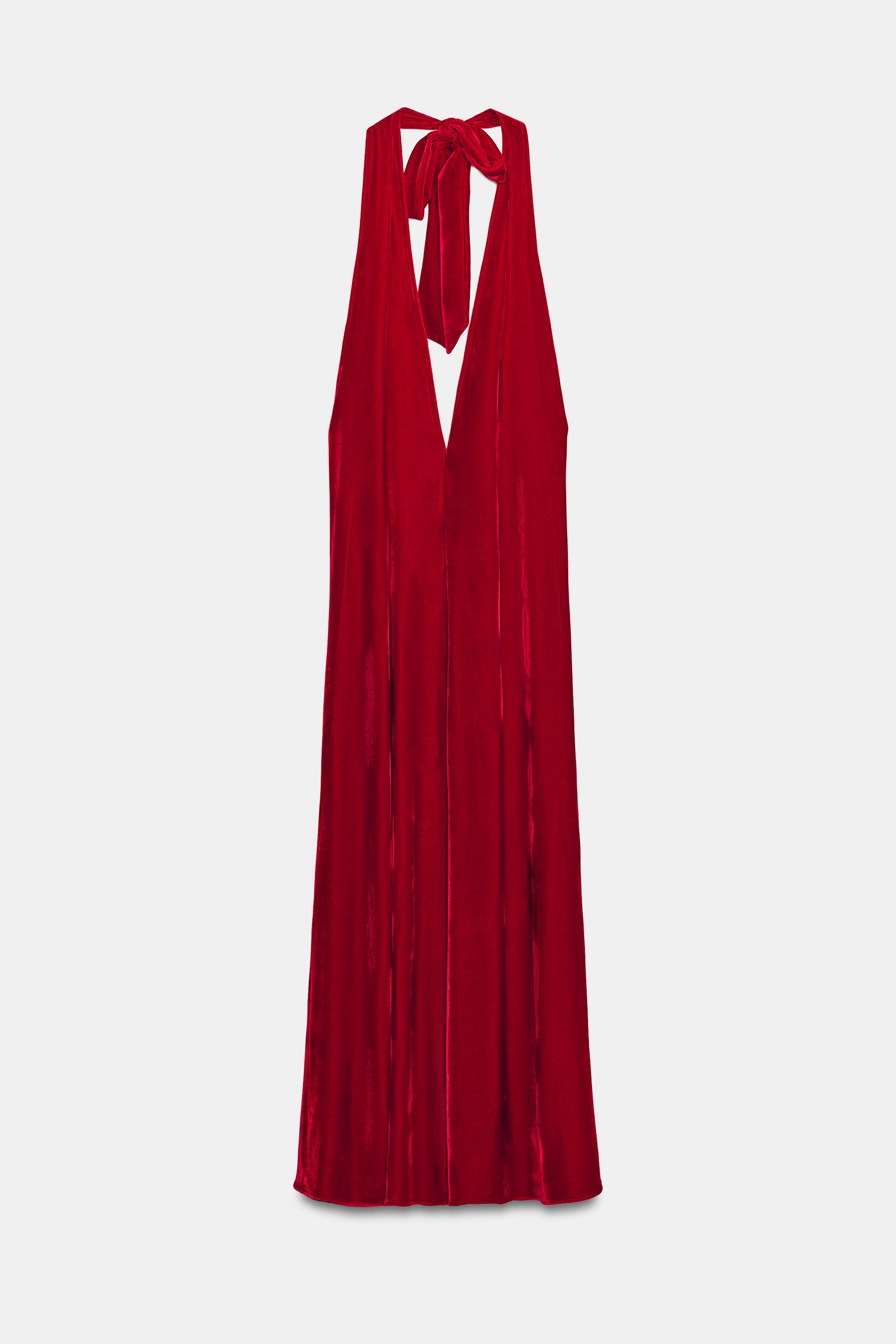 VELVET HALTER DRESS