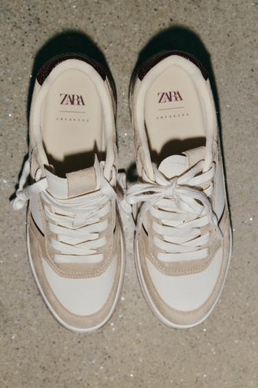 TENNIS AVEC PIÈCES ET MATIÈRES VARIÉES - Blanc écru de Zara - Image 3