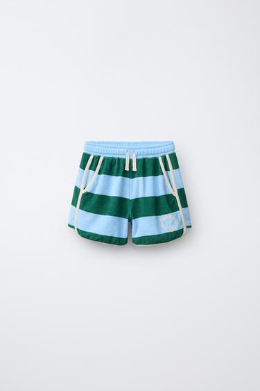 BERMUDA EFECTO TOALLA RAYAS - Azul claro de Zara - Imagen 0