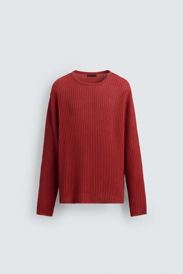 TEKSTURALI OCHIQ TO'QILGAN SVITER - Gʻisht rang Zara tomonidan