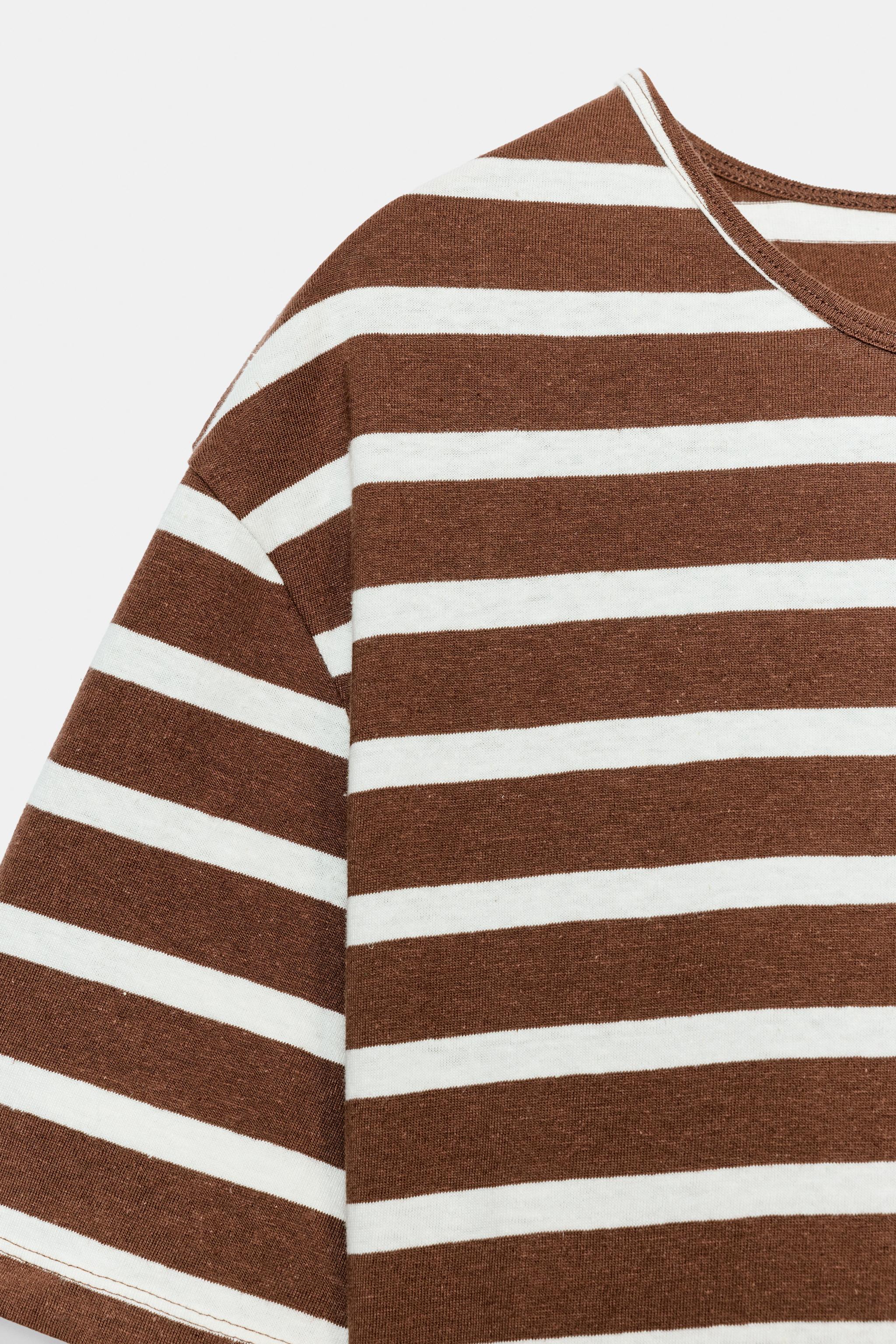 Zara ÇİZGİLİ KISA KOLLU T-SHIRT görsel 8