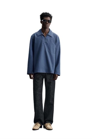 WASHED SMOCK OVERSHIRT - Light indigo by Zara - Image 0