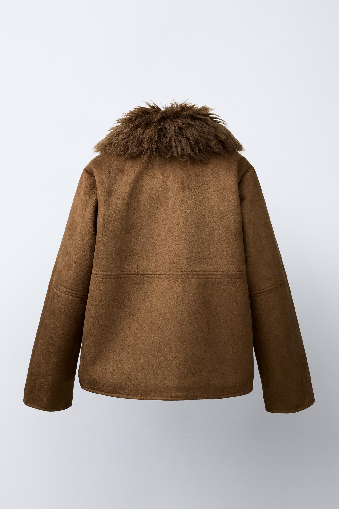 Детская куртка Zara Faux-Suede Faux-Fur, цвет: Коричневый — фото 4