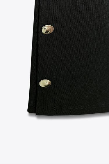 FLARE LEGGINGS WITH BUTTON HEMS - Black by Zara - Image 7