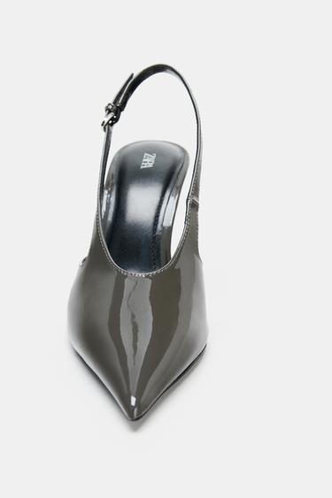 FAUX PATENT SLINGBACK SHOES - Grey by Zara - Image 3