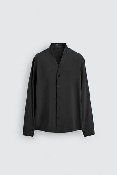 FLUID TEXTURED SHIRT - Zara-ს Black