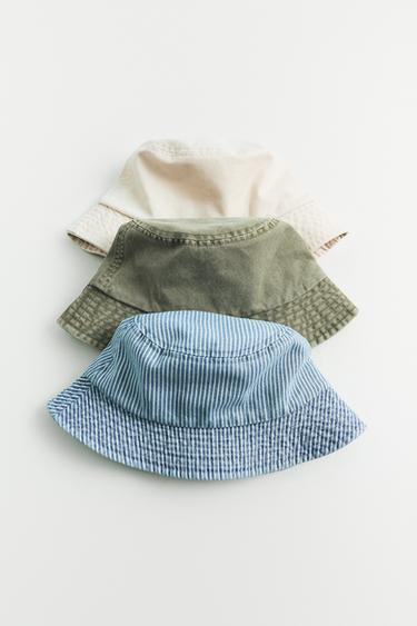 STRIPED DENIM BUCKET HAT - Blue by Zara