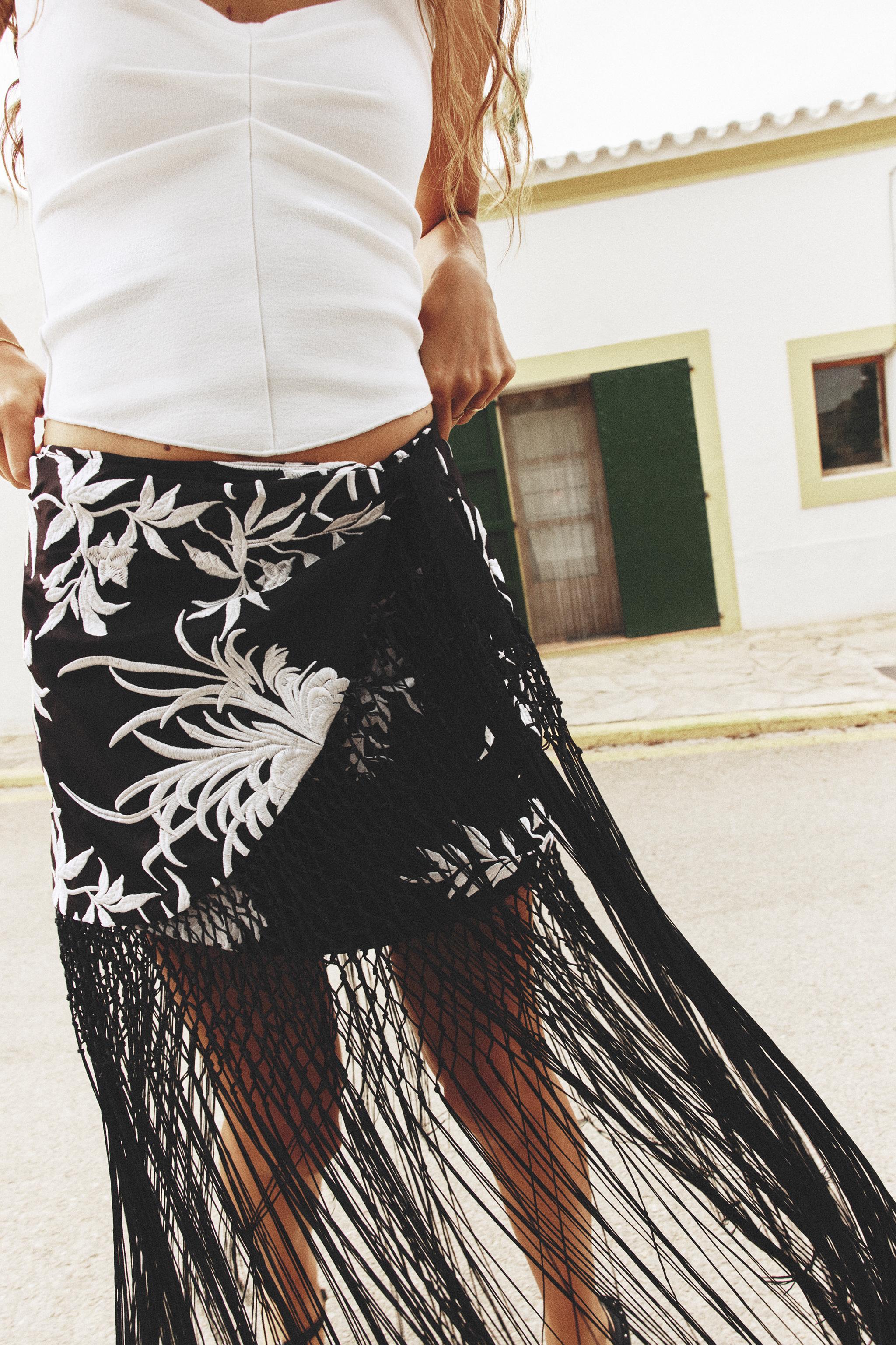 Fringe skirt zara hotsell