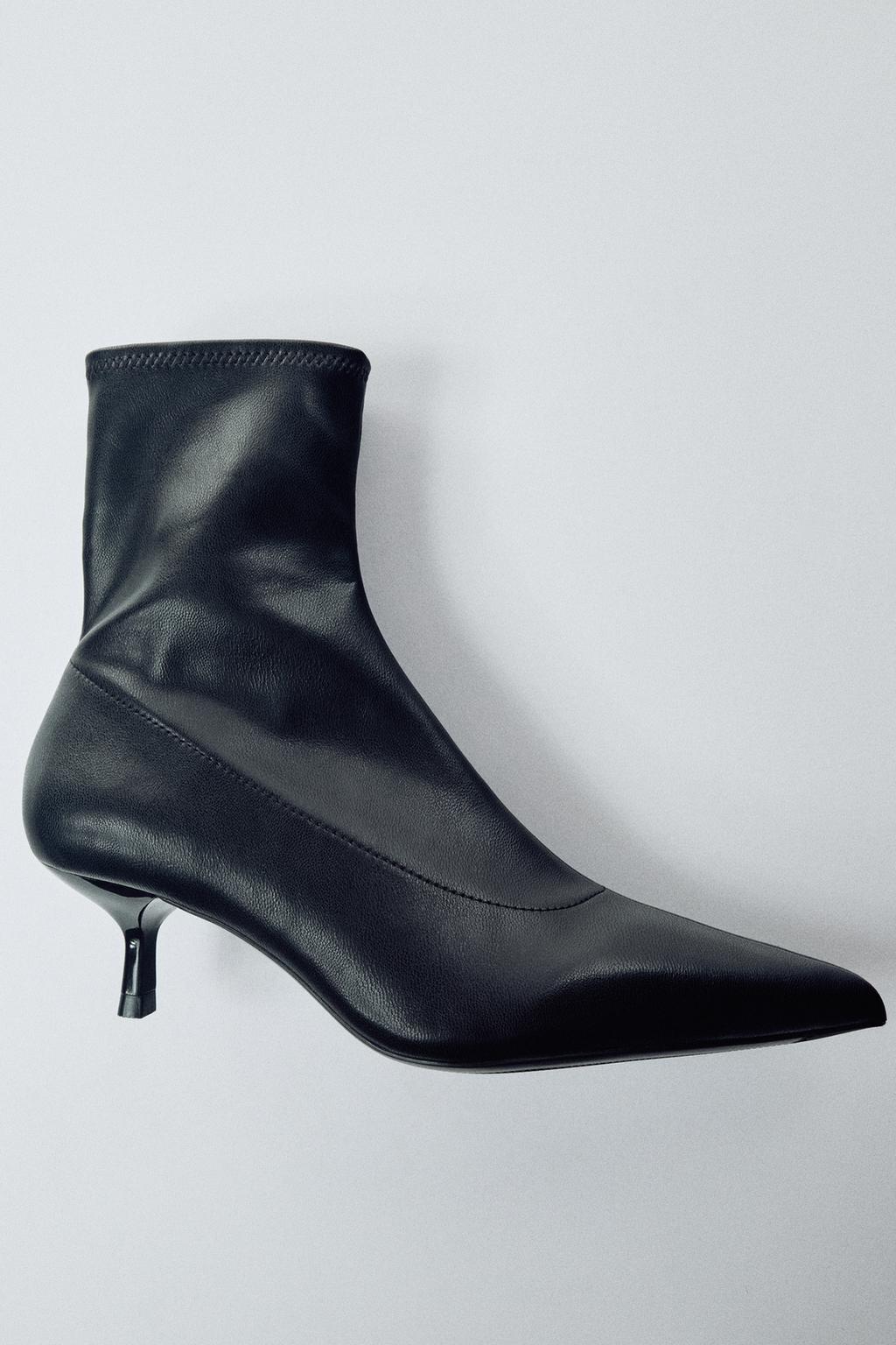 STRETCH KITTEN HEEL BOOTIES