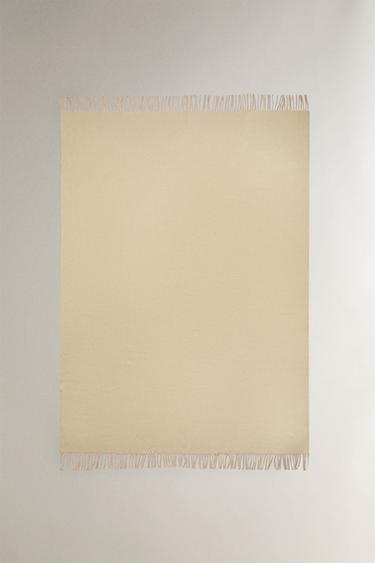 PLAIN TEXTURED THROW - Ecru by Zara