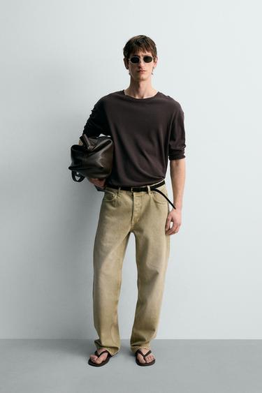 T-SHIRT EN COTON ET LIN ÉDITION LIMITÉE - Marron de Zara - Image 0