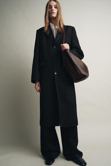 DOUBLE COMPARTMENT LEATHER BUCKET BAG - Burgundy Red by Zara