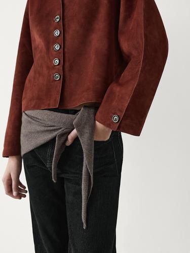 Chaqueta corta piel ante - Rojo de Zara