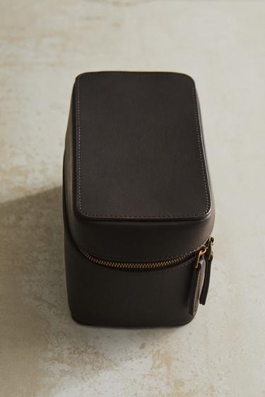 LEATHER TRAVEL JEWELLERY BOX - Chocolate Brown by Zara - Image 5