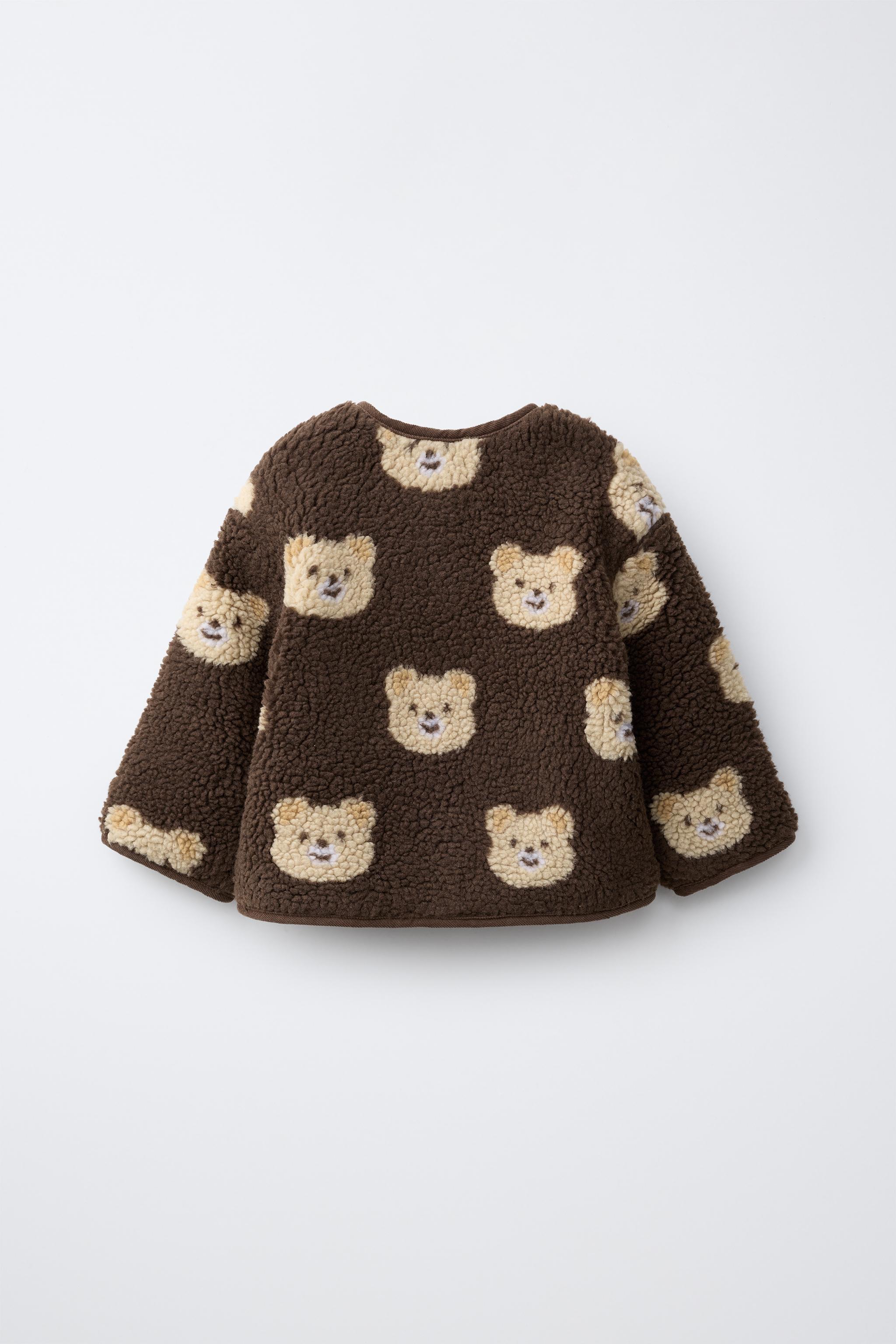 BLOUSON EFFET MOUTON IMPRIMÉ OURS