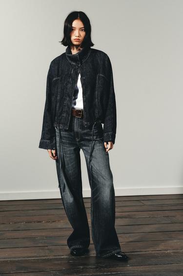 Zara TRF BATWING SLEEVE DENIM JACKET - Dark indigo