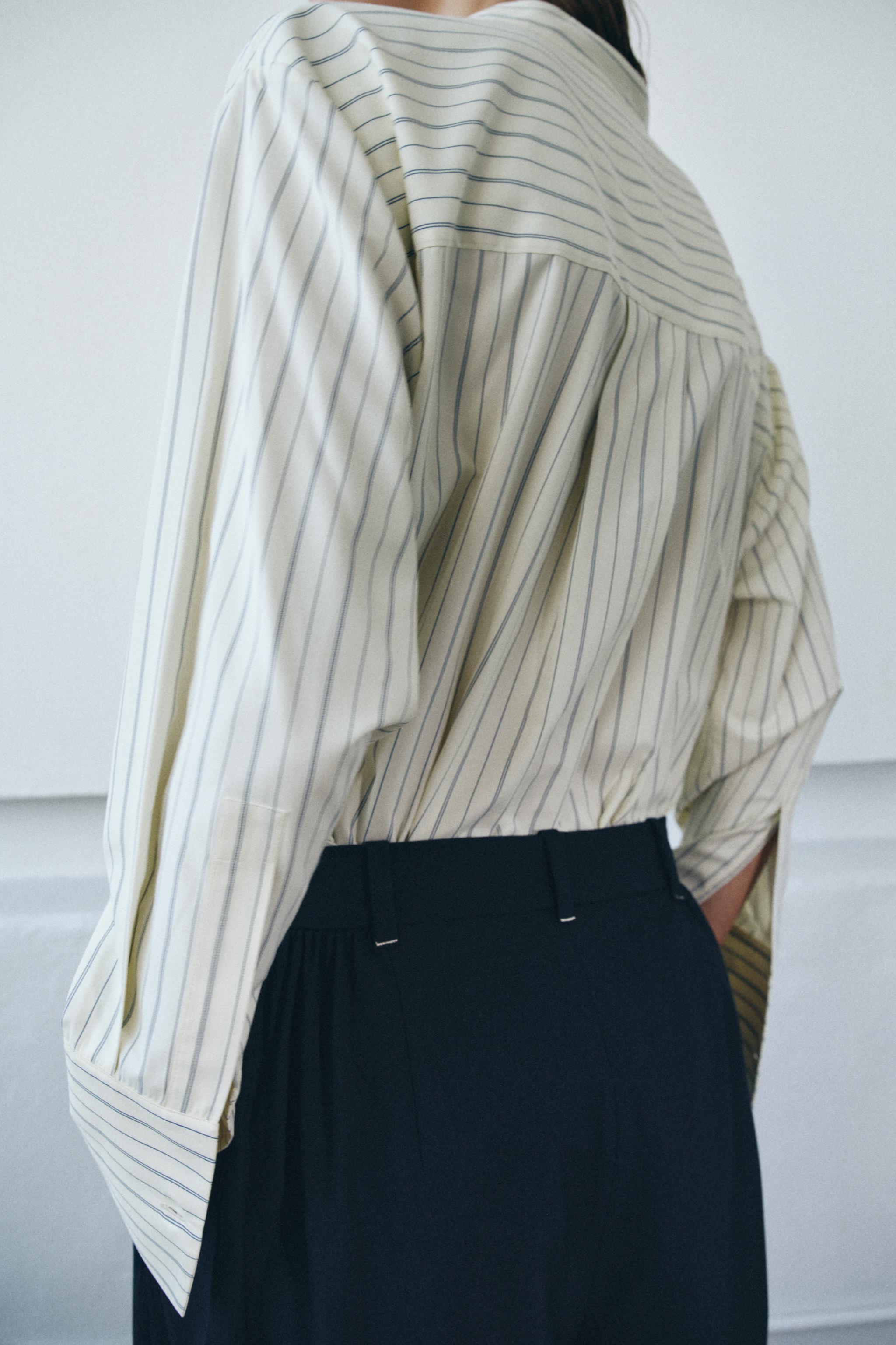 STRIPED MANDARIN COLLAR SHIRT ZW COLLECTION