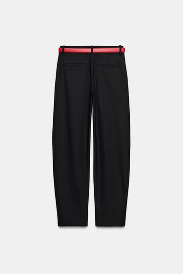 STRAIGHT-LEG TROUSERS WITH BELT - Black by Zara - Image 4