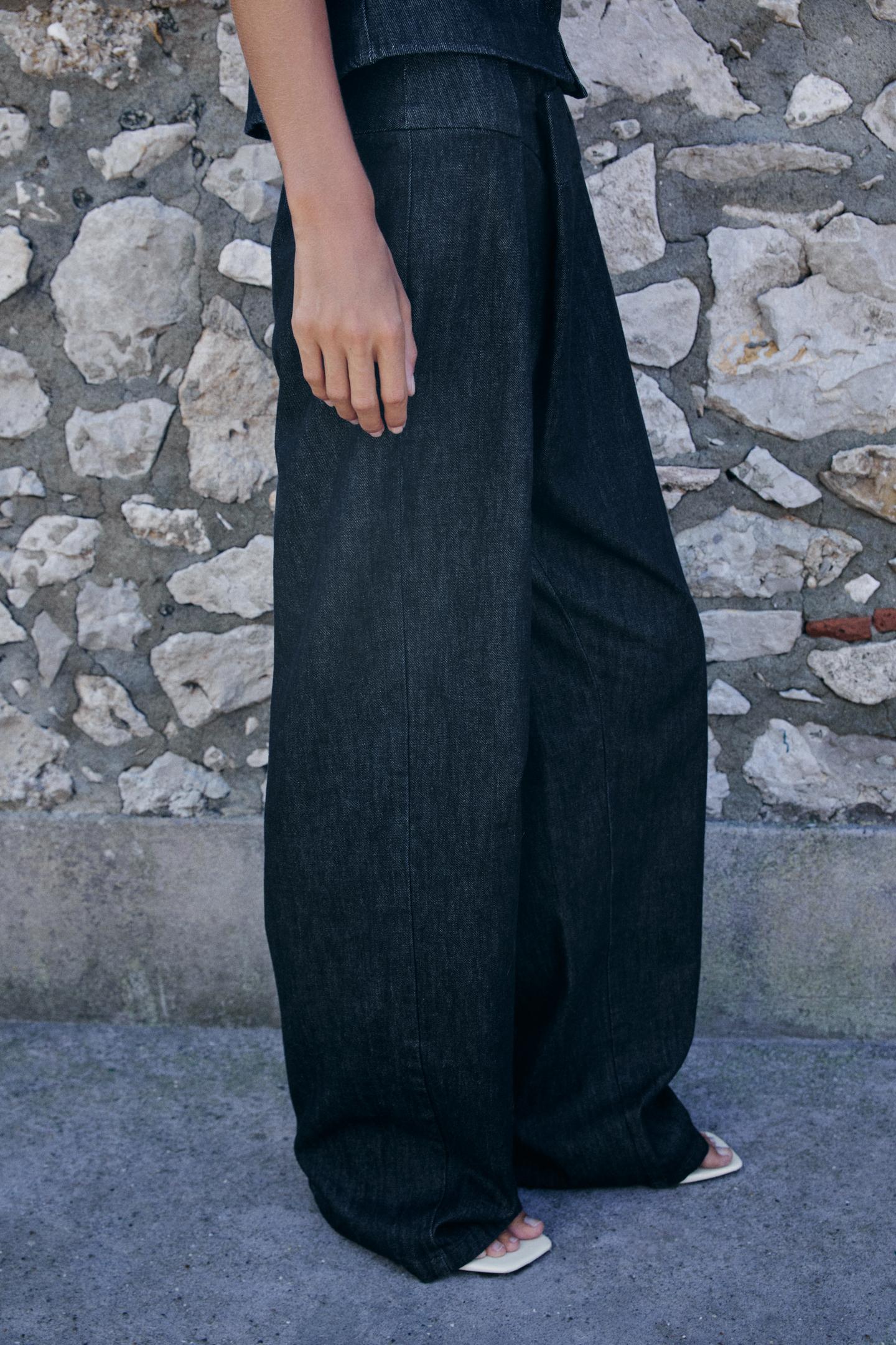 Женские джинсы Zara Z1975 High-Rise Crossover Wide-Leg, цвет: Синий — фото 3